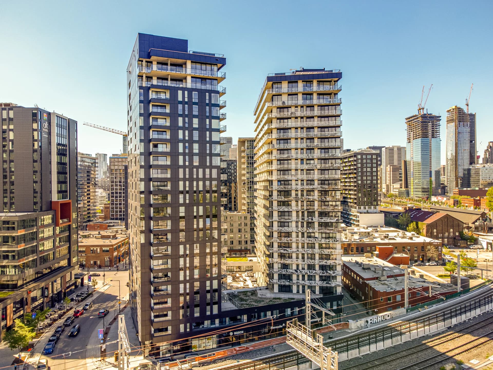 Aerial view of residential towers in Montréal